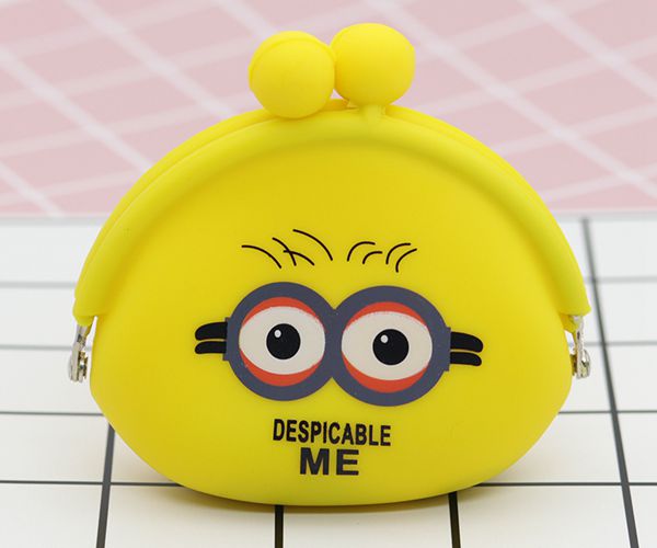 便攜硅膠錢包，卡扣硅膠零錢包，小黃人零錢包